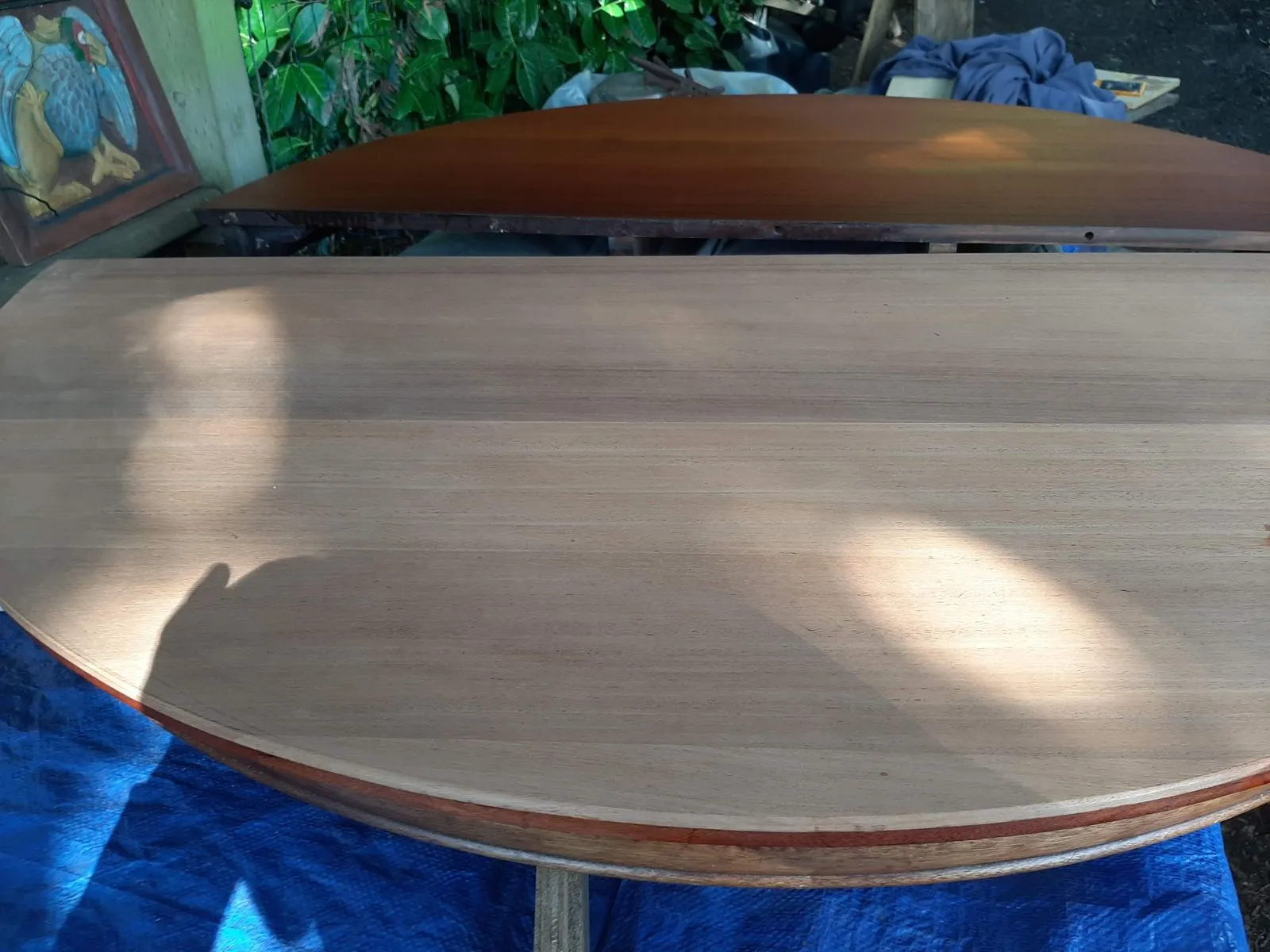 A round table top after refinishing